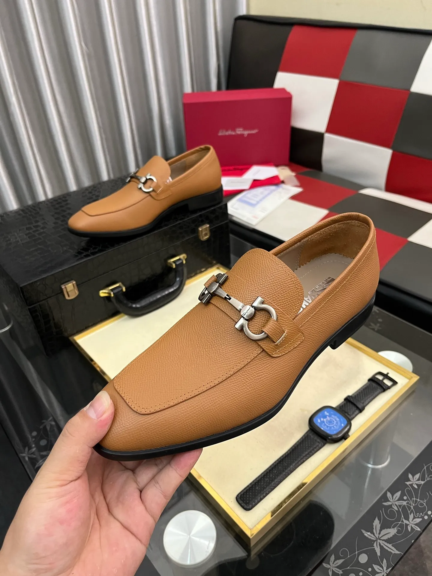 Men's shoes 💰600⌚️⌚️[Salvatore Ferragamo] Ferragamo business leather shoes, 1:1 top purchasing quality, imported selected original calfskin for the uppers, imported original soft water-dyed cowhide for the inner feet, imported original customized Italian handmade lightweight foam outsole, size: 39-44 5️⃣ options available